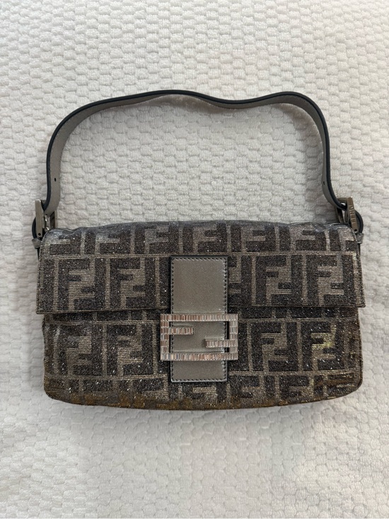 Fendi Handbags - Fendi Monogram Zucca Shoulder Bag in Brown and Gray